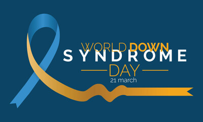 the International Day of Man with Down Syndrome. The yellow-blue ribbon is a symbol vector illustration template.