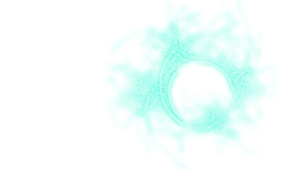 Fototapeta premium A digital illustration of an abstract background with glowing green technology circle with vines on a transparent background. 