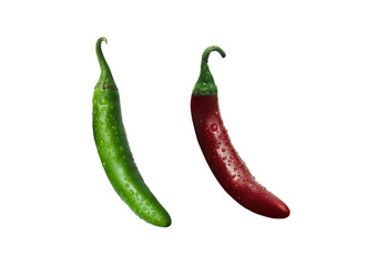 Red and green chili on transparent background PNG