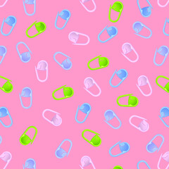 seamless pattern with knitting markers pink