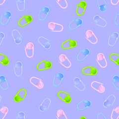 seamless pattern with knitting markers purple