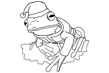 White-lipped tree Frog wearing a Santa Claus Christmas costume