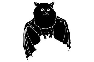 Silhouette of Adorable Flying Bat