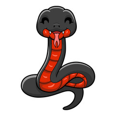 Cute red bellied black snake cartoon