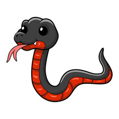 Cute red bellied black snake cartoon