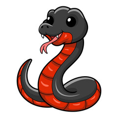 Cute red bellied black snake cartoon