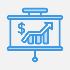 Profit presentation icon in blue style, use for website mobile app presentation