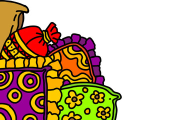 Colorful Border Design With A Bunch of Pillows Theme