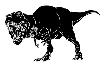 Silhouette of Tyrannosaurus rex Angry and Roaring
