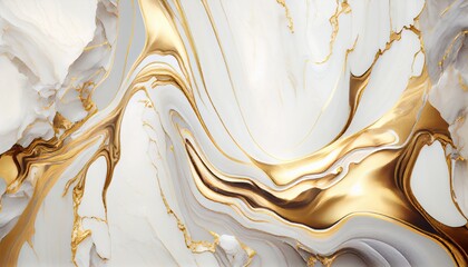 Background mixed liquid paint white and gold colors. Luxury marble texture. Marble wallpaper oil slick watercolor. liquid oil background. generative ai