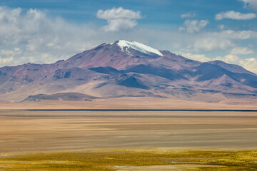 Atacama Desert dramatic volcanic landscape at Sunset, Chile, South America