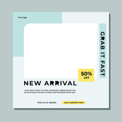 Editable minimal square banner template. Suitable for social media post and web internet ads. Vector illustration with photo college