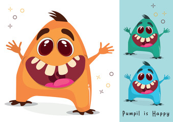 Cute monster character illustration design - PUMPIL is Happy