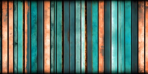teal aqua and bare wood vertical striped distressed wooden background generative ai