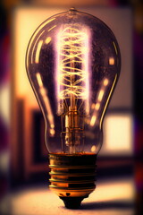 glowing filament edison style lightbulb created with generative ai