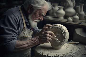 Pottery Artist Shapes Clay into a Masterpiece with Precision and Skill, generative ai