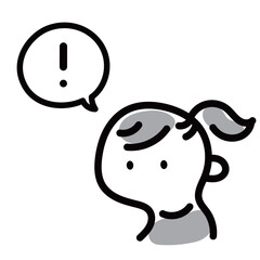 シンプルでかわいい人物アイコン　ビックリマーク　女の子