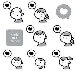 シンプルでかわいい家族のイラスト　アイコン素材セット　ハート