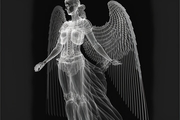 Angel or demon x-ray style. X-ray of Raw whole angel or demon. Creative Art abstract. Created with Generative AI technology