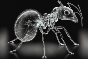 Antz x-ray style. X-ray of Raw whole chicken. Creative Art abstract. Created with Generative AI technology