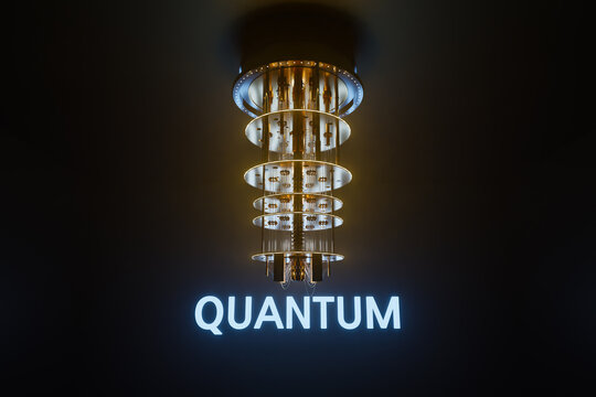 quantum computer system concept background, 3d rendering
