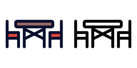 Dinner Table. Color and Line Icons