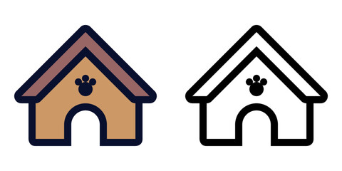 Dog House. Color and Line Icons