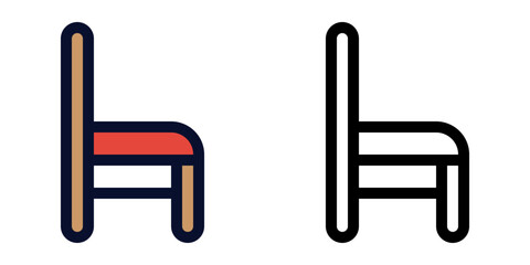 Simple Chair. Color and Line Icons