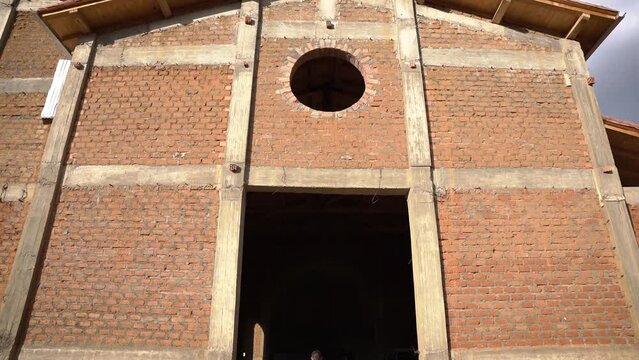 Inprogress under construction church facade exploration at Yungay  Peru