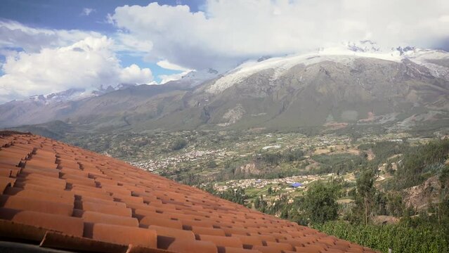Clay roof tile terrace residence at peak Peru Yungay