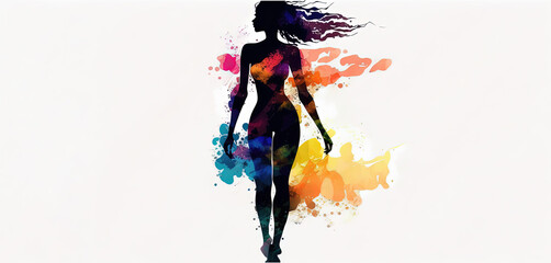 Fototapeta premium Beautiful African American woman silhouette stands for black lives matter and black history month, an illustration created with Generative AI artificial intelligence technology 