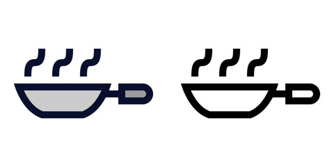 Hot Frying Pan. Color and Line Icons