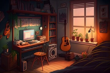musical bedroom created using AI Generative Technology