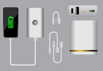 illustration of realistic charger smartphone isolated