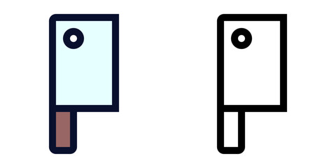 Chopper Axe Knife. Color and Line Icons