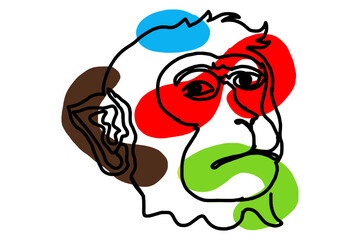 Colorful Monkey Line Art Vector