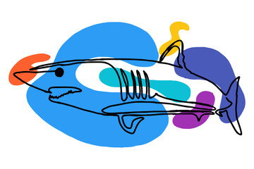 Colorful Shark Line Art