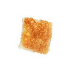 One delicious crispy crouton isolated on white
