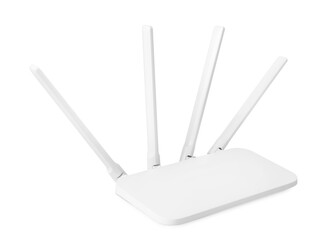 New modern Wi-Fi router isolated on white