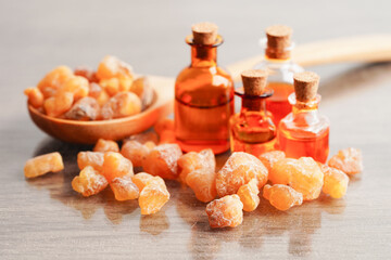 Frankincense or olibanum aromatic resin used in incense and perfumes.