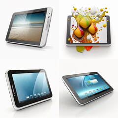 Collection set of icon tablet on white background, Made by AI,Artificial intelligence