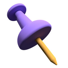Push pin isolated on transparent background. Push pin cute element 3d render. 3d rendering illustration