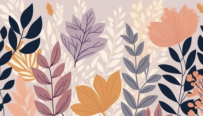 Minimalist floral pattern illustration. Aesthetic modern banner. Generative AI