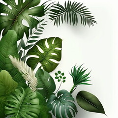 tropical plants floral on white background, green nature, vector illustration, Made by AI,Artificial intelligence