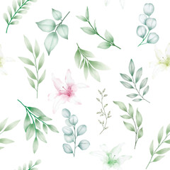 floral roses with elegant soft color seamless pattern 