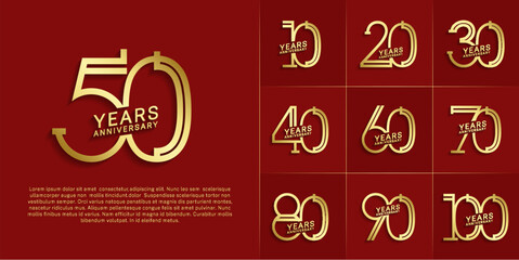 set of anniversary logotype gold color for special celebration event