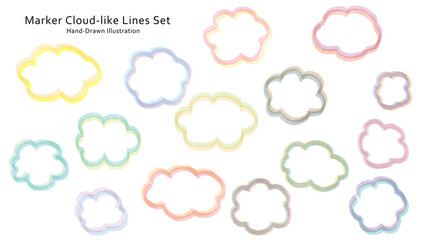  カラフルな吹き出しマークのマーカー線のイラストセット