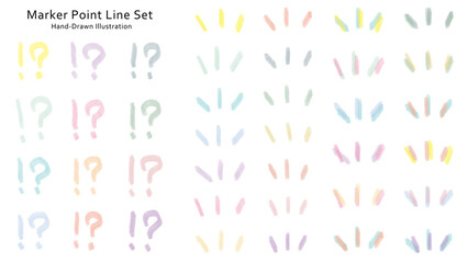 カラフルなポイントマークのマーカー線のイラストセット