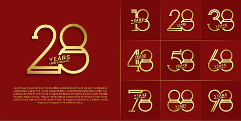 set of anniversary logotype gold color for special celebration event