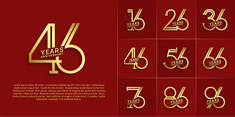 set of anniversary logotype gold color for special celebration event